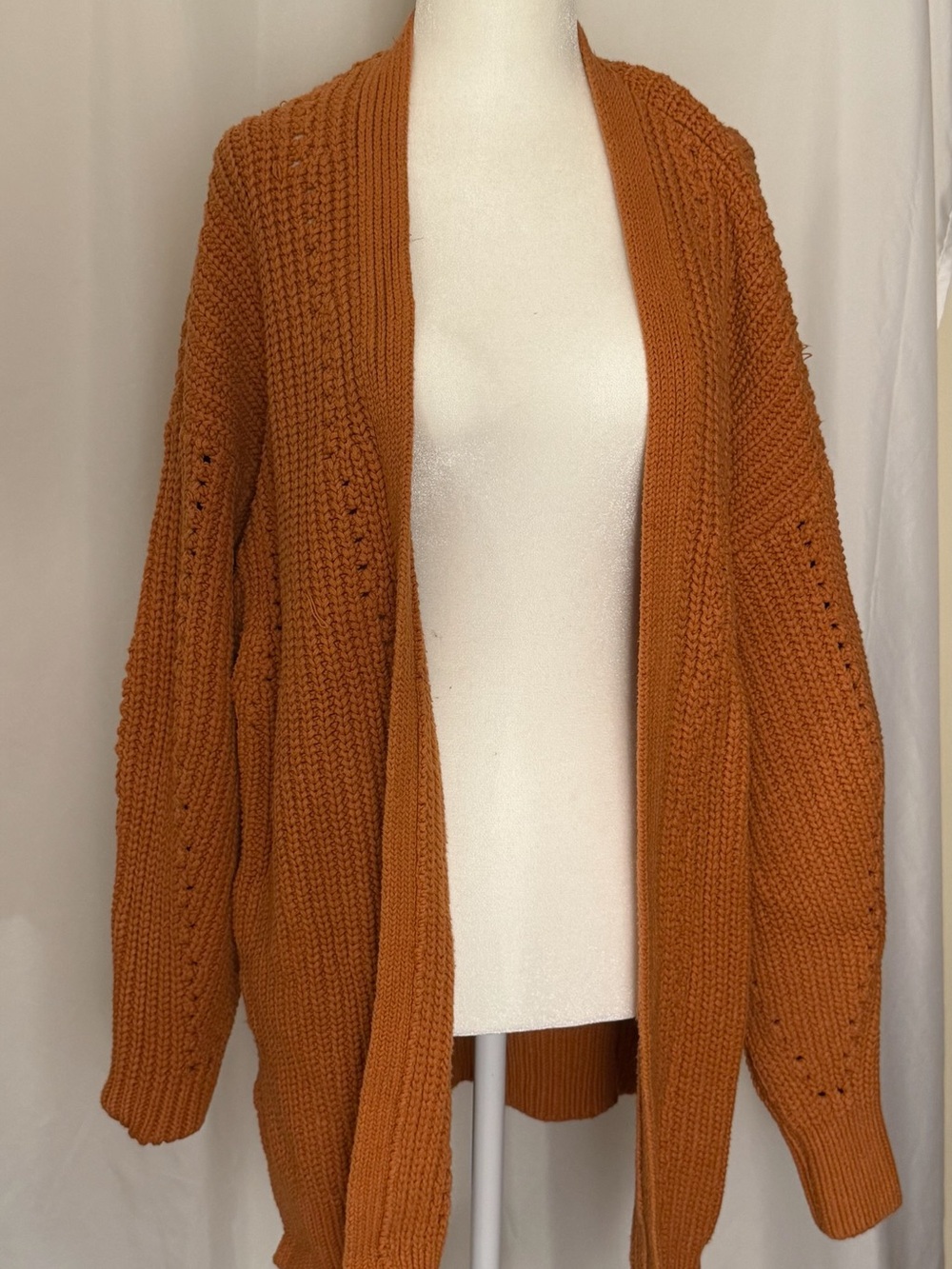 Free People - Nightingale Cardigan - Cozy Open-Front Rust Orange Women’s Sweater